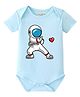 BLUSHES 100% Cotton Knit Half Sleeves Astronaut & Heart Printed Onesie - Aqua Blue