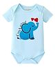 BLUSHES 100% Cotton Knit Half Sleeves Cute Loved Text & Elephant Printed Onesie - Aqua Blue