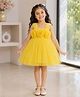 Superminis Net Woven Sleeveless Floral Applique Detailed Dress - Mustard
