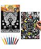 PepPlay Velvet Colouring Canvas Set of 2 | Mindful Yoga & Healthy Be Happy | DIY Velvet Art Kit with 10 Sketch Pens | Mindfulness & Self-Care | Framable Canvas | Ages 8+