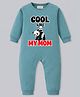 BLUSHES 100% Cotton Knit Full Sleeves Cool Like My Mom Text Printed Romper - Turquoise
