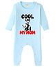 BLUSHES 100% Cotton Knit Full Sleeves Cool Like My Mom Text Printed Romper - Aqua Blue
