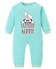BLUSHES 100% Cotton Knit Full Sleeves Cutest Bunny Text Printed Romper - Sea Green