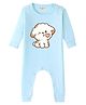 BLUSHES 100% Cotton Knit Full Sleeves Puppy Printed Romper - Aqua Blue