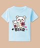 BLUSHES Cotton Knit Half Sleeves Bears Printed Tee - Aqua Blue