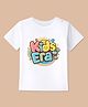 BLUSHES Cotton Knit Half Sleeves  Kids Era Text Printed Tee - White