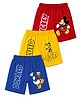 KUCHIPOO Cotton Blend Knit Pack Of 3 Mickey & Friends Featuring  Characters Printed Shorts - Red Yellow & Blue
