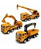 MANAKI ENTERPRISE Pack Of 3 Excavator Toy Children's Excavator Transport Dump Truck Lifting Crane Hook Machine Engineering Model - Yellow