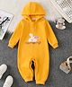 Mark & Mia Full Sleeves Hooded Winter Wear Romper With Bunny Patch - Yellow