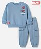 Bonfino Marvel 100% Cotton Terry Knit Full Sleeves T-Shirt and Jogger with Spider Man Print & Badge Detailing - Light Blue
