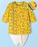 EARTHY TOUCH Cotton Mix Woven Full Sleeves Floral Printed Kurta & Dhoti Set - Yellow