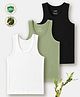 TRESNOVA Bamboo Knit Pack Of 3 Sleeveless Solid Anti Microbial Vests - Black Green & White