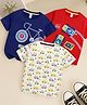 Little Ninja 100% Cotton Knit Pack Of 3 Half Sleeves Vehicles Printed Tees - Multi Colour
