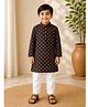 CHAHAK DESIGN Cotton Woven Full Sleeves Ajrakh Printed Kurta & Pajama - Black & White
