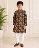 CHAHAK DESIGN Cotton Woven Full Sleeves Floral Printed Kurta & Pajama -  Green & White
