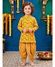 CHAHAK DESIGN Cotton Woven Full Sleeves Floral Printed Kurta & Dhoti Set - Yellow