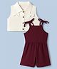 Babyhug Knit Sleeveless Solid Jumpsuit With Jacket - Maroon