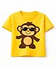 MIMISKU Cotton Blend Knit Half Sleeves Monkey Printed Tee - Yellow