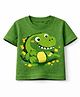 MIMISKU Cotton Blend Knit Half Sleeves Dinosaur Printed Tee - Green