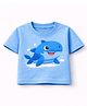 MIMISKU Cotton Blend Knit Half Sleeves Shark Printed Tee - Blue