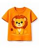 MIMISKU Cotton Blend Knit Half Sleeves Lion Printed Tee - Orange