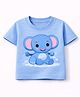 MIMISKU Cotton Blend Knit Half Sleeves Elephant Printed Tee - Blue