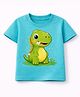 MIMISKU Cotton Blend Knit Half Sleeves Dinosaur Printed Tee - Blue