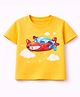 MIMISKU Cotton Blend Knit Half Sleeves Air Plane Printed Tee - Yellow