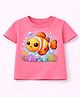 MIMISKU Cotton Blend Knit Half Sleeves Clown Fish Printed Tee - Pink