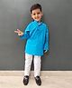 MIMISKU Cotton Blend Full Sleeves Solid Kurta Pyjama Set - Sky Blue