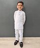 MIMISKU Cotton Blend Full Sleeves Solid Kurta Pyjama Set - White