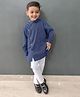 MIMISKU Cotton Blend Full Sleeves Solid Kurta Pyjama Set - Navy Blue