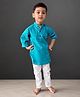 MIMISKU Cotton Blend Full Sleeves Solid Kurta Pyjama Set - Sky Blue