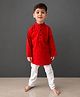 MIMISKU Cotton Blend Full Sleeves Solid Kurta Pyjama Set - Red