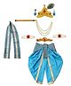 Itsmycostume Silk Krishna Costume Dress With Complete Accessories - Turquoise