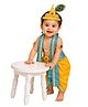 Itsmycostume Silk Krishna Costume Dress With Complete Accessories - Turquoise & Yellow