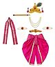 Itsmycostume Silk Krishna Costume Dress for Kids With Complete Accessories - Dark Pink