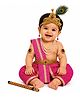 Itsmycostume Silk Krishna Costume Dress for Kids With Complete Accessories - Dark Pink