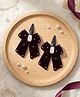 Ribbon candy Bow Applique Detailed Pearls Embellished Snap Clips - Wine