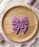 Ribbon candy Bow Applique Detailed Pearls Embellished Hair Clip - Purple