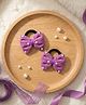 Ribbon candy Bow Applique Detailed Pearls Embellished Rubber Bands - Purple