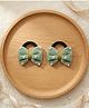 Ribbon candy Bow Applique Detailed Pearls Embellished Rubber Bands - Olive Green