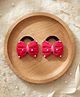 Ribbon candy Bow Applique Detailed Pearls Embellished Rubber Bands - Rose Pink