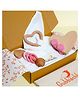 Gubbachhi Baby Gift Set  Preet | Newborn Gift Set with Muslin Swaddle, Heart Rattle, Rolling Toy & Neem Wood Teether | Handmade in India | Non Toxic Baby Gift