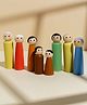 Gubbachhi Kutumba Wooden Peg Dolls - 8 pieces | Indian Family Toy | Handcrafted and Handpainted in India | Ivory Wood | Wooden Toys for Kids | Toy for Gifting | Age (1 year+)