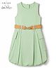Arias 100% Cotton Woven Twill Bubble Dress and Belt with Sleeveless in Green
