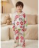 Rikidoos Cotton Woven Full Sleeves Co-Ords Shirt & Pyjama Night Suit with Floral & Rainbow Print - White