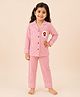 TIPPY TOP Pure Cotton Woven Full Sleeves Floral Patch Detailed & Striped Coordinating Shirt & Pant Set - Red