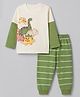 Babyhug Cotton Knit Full Sleeves T shirt Pyjama Night Suit With Animal Print - Cream