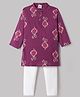 Teentaare Cotton Woven Full Sleeves Printed Kurta & Pyjama Set - Purple